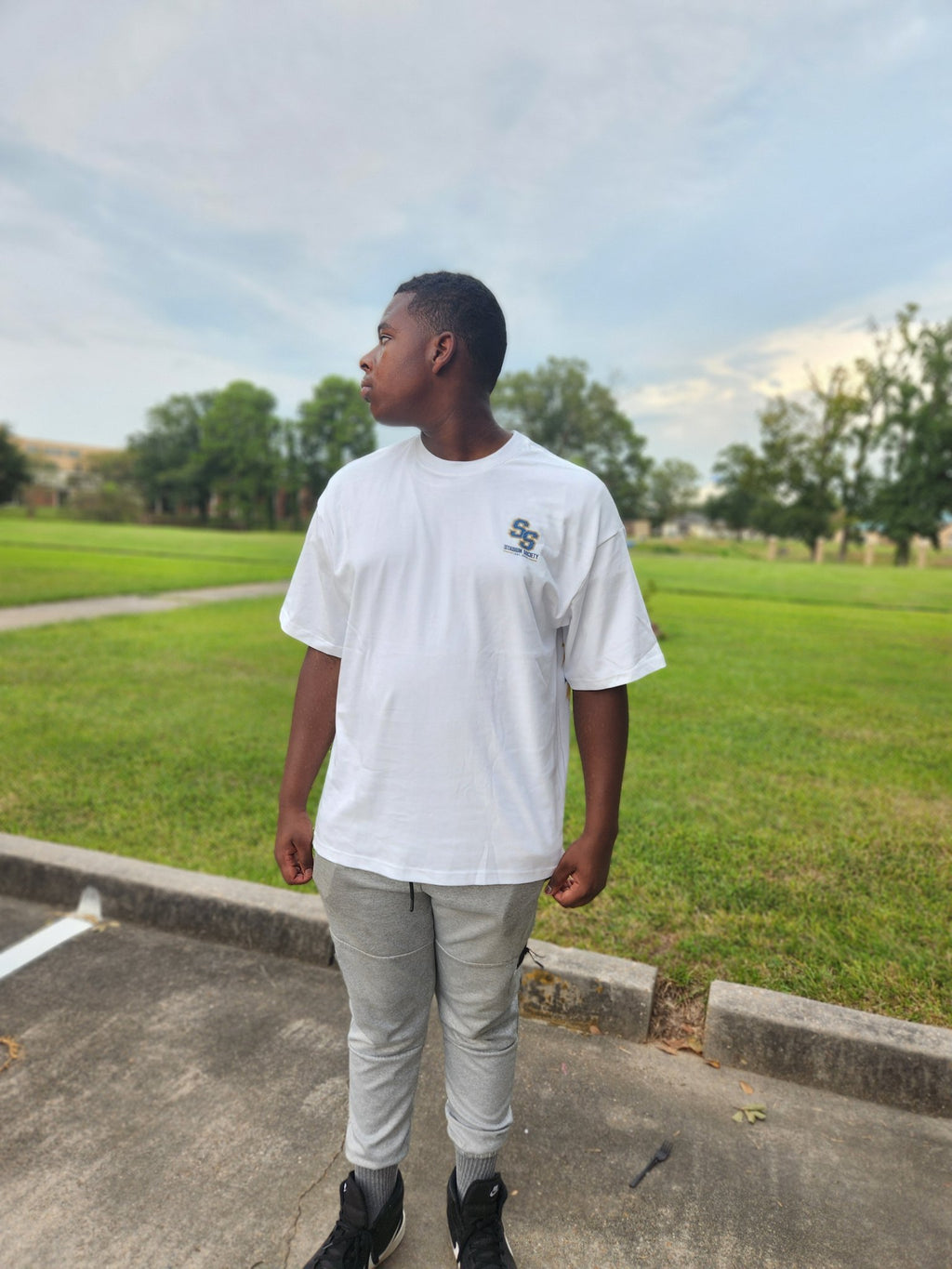 Built for Saturdays Heavyweight Boxy Tee — on model front