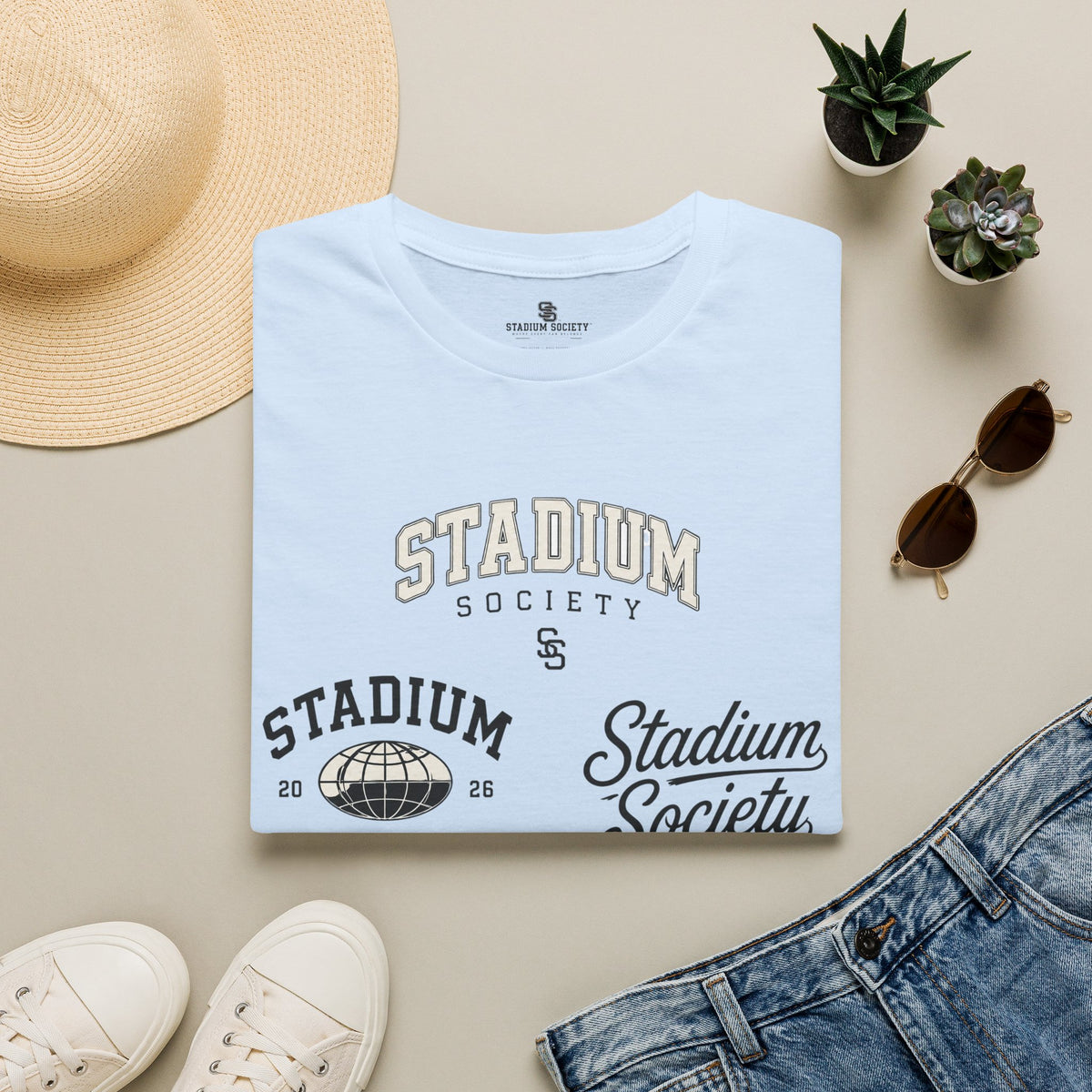 Stadium Society Collegiate Logo Tee — Heritage — light blue front