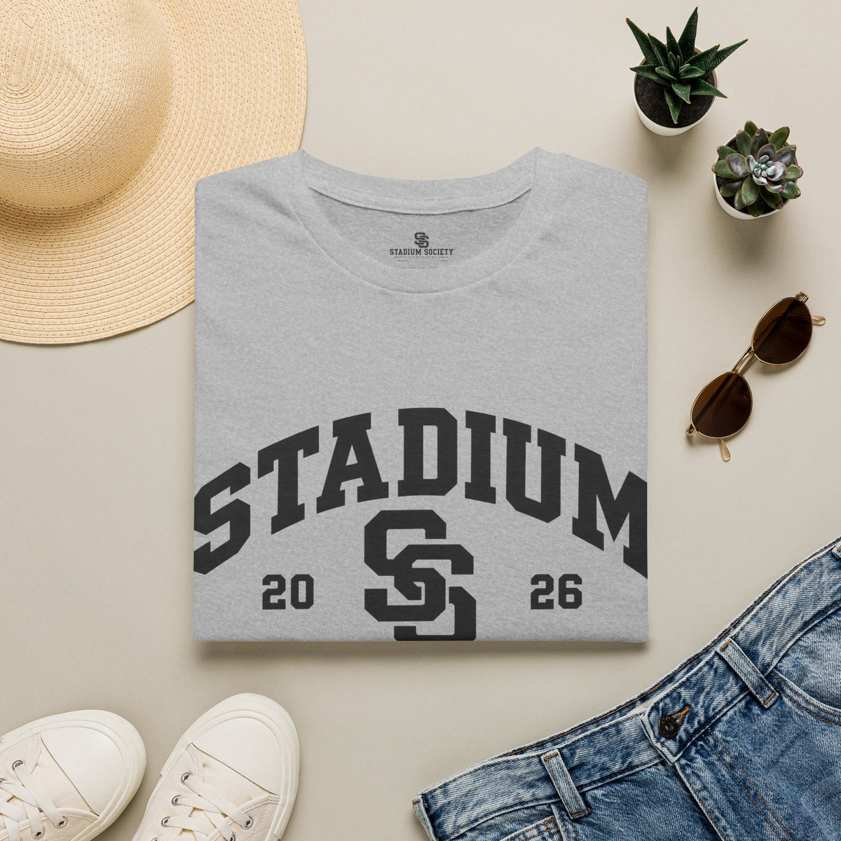 Stadium Society Collegiate Logo Tee — Game Day — Sport Grey front
