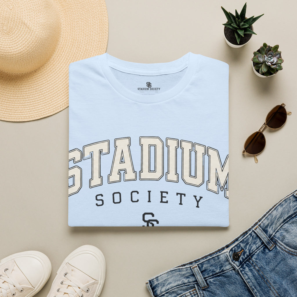 Stadium Society Collegiate Logo Tee — Classic Fit — light blue front