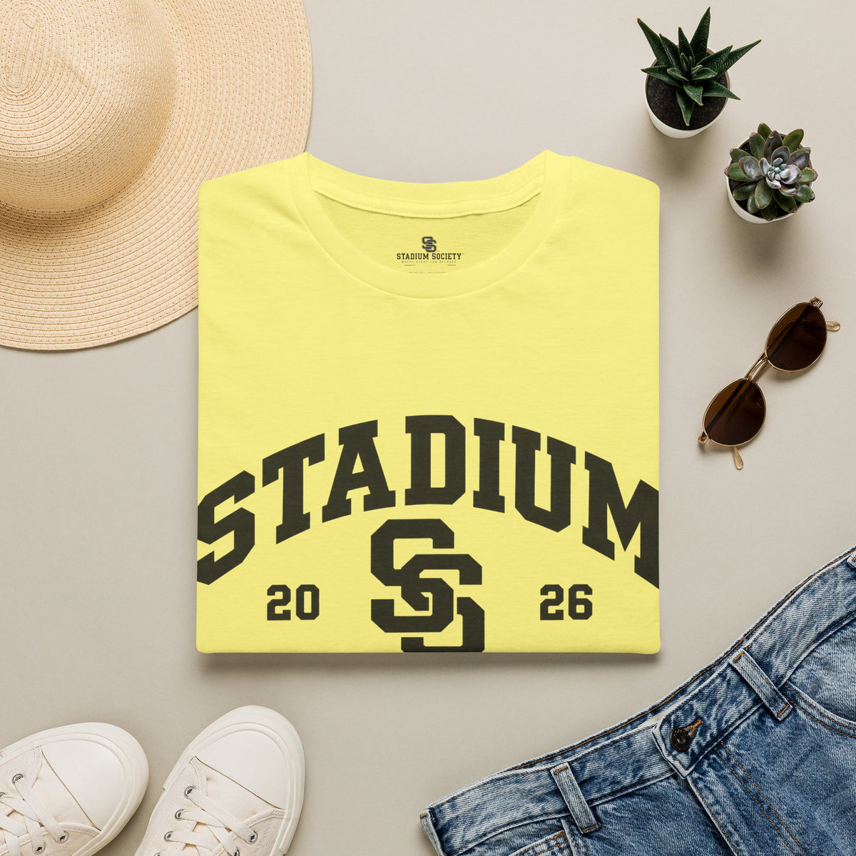 Stadium Society Collegiate Logo Tee — Game Day — Cornsilk back