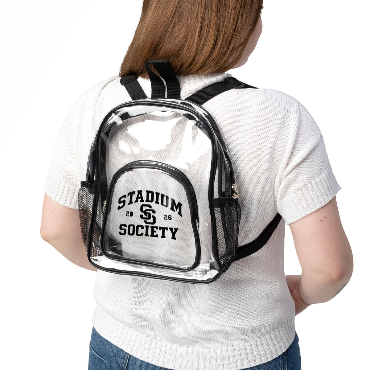 Stadium Society Clear Game Day Backpack — lifestyle back