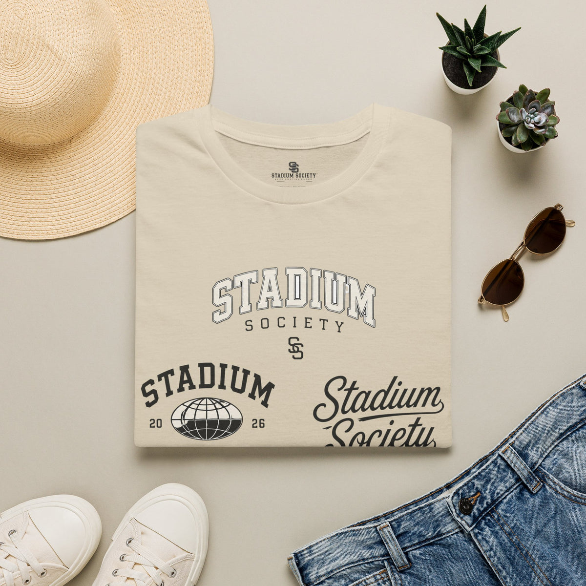 Stadium Society Collegiate Logo Tee — Heritage — cornsilk front