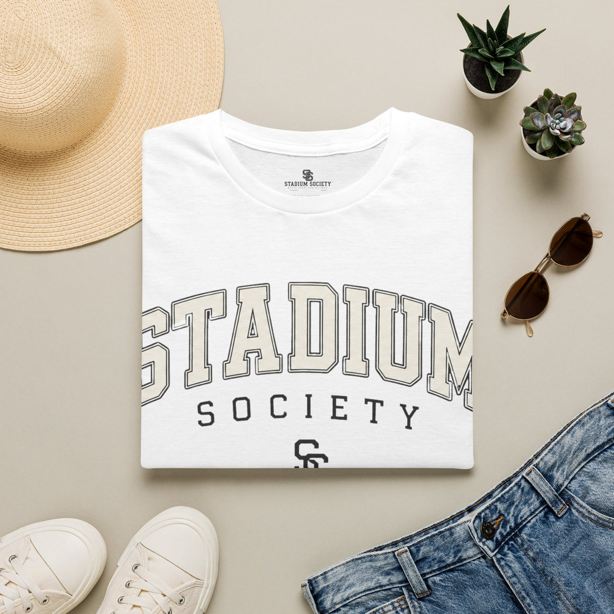 Stadium Society Collegiate Logo Tee — Classic Fit — white front