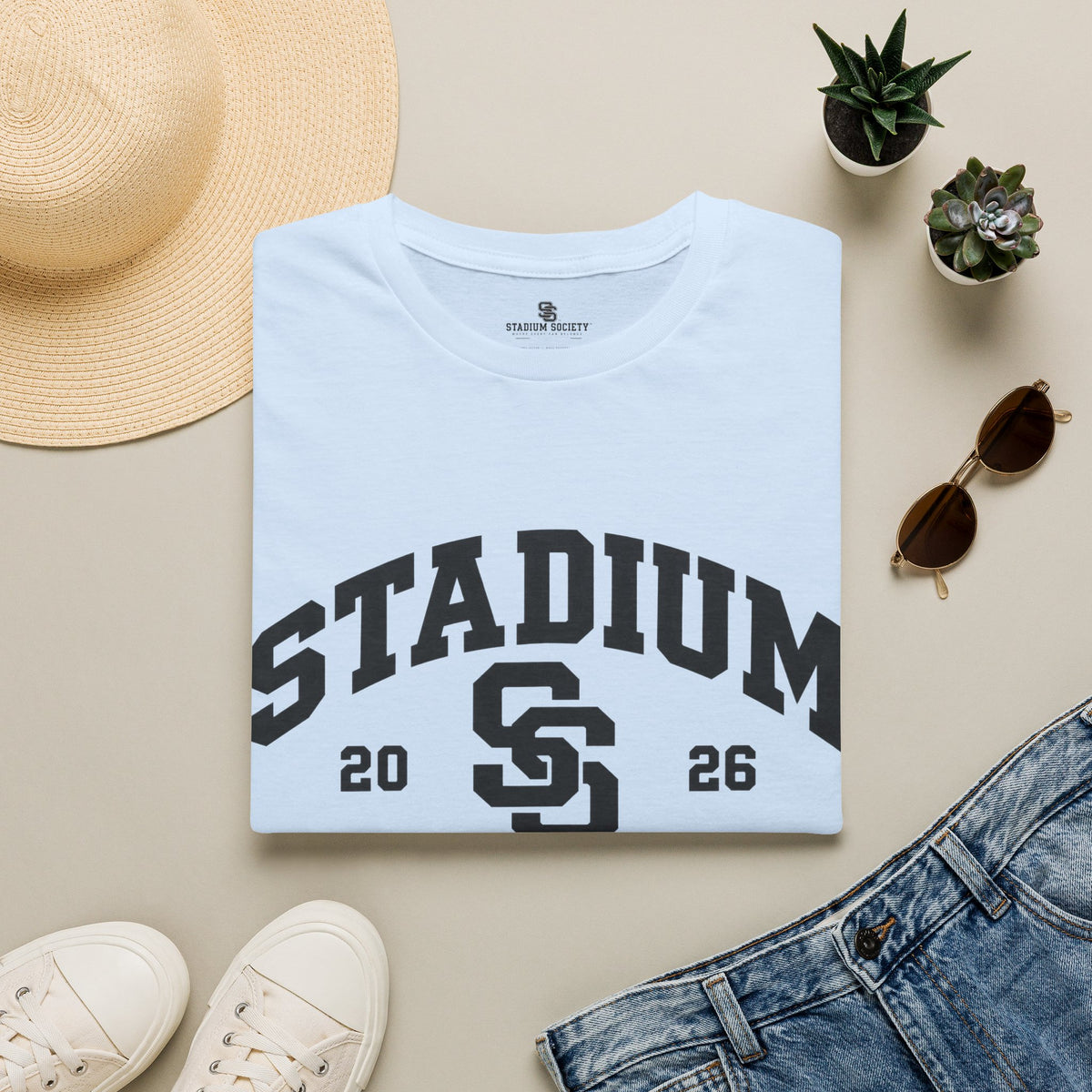Stadium Society Collegiate Logo Tee — Game Day — Light Blue back