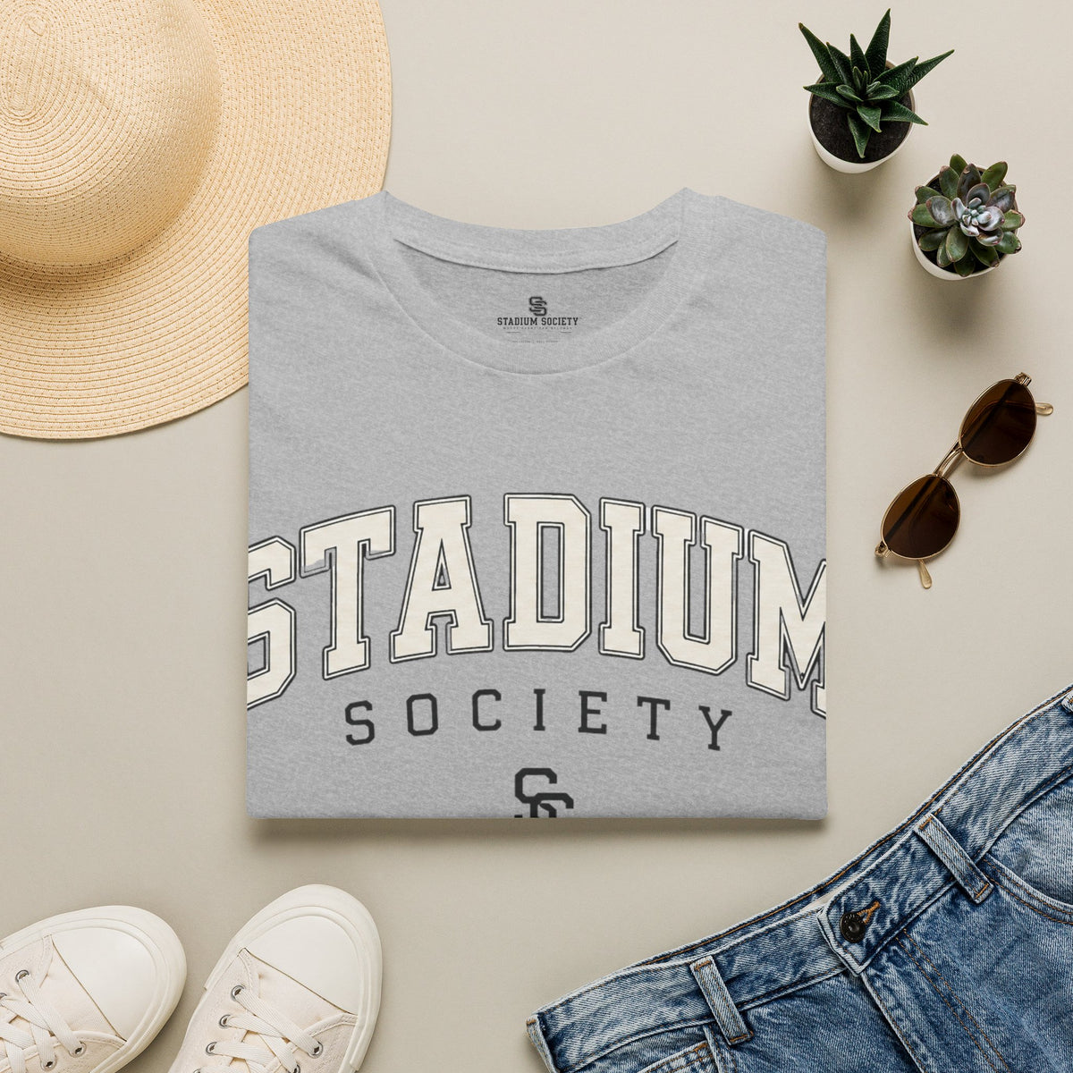 Stadium Society Collegiate Logo Tee — Classic Fit — sport grey front