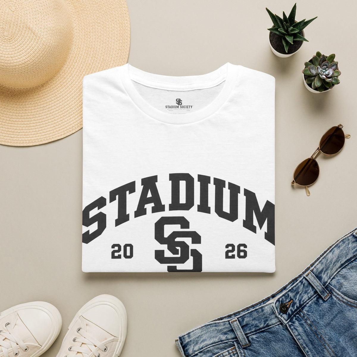 Stadium Society Collegiate Logo Tee — Game Day — White front