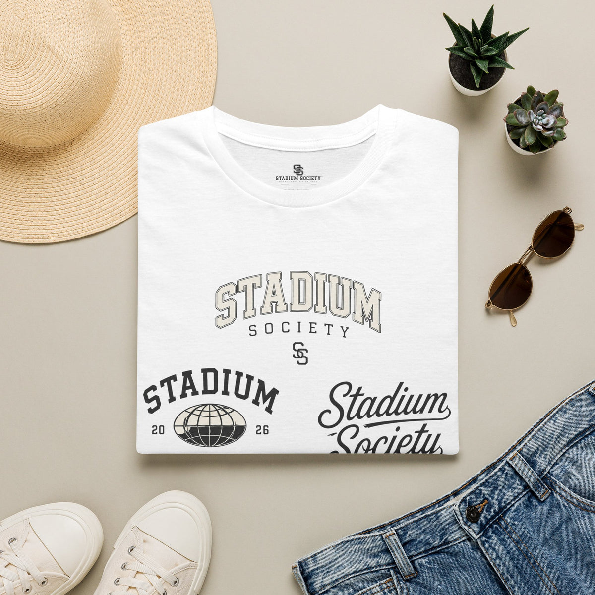 Stadium Society Collegiate Logo Tee — Heritage — white front