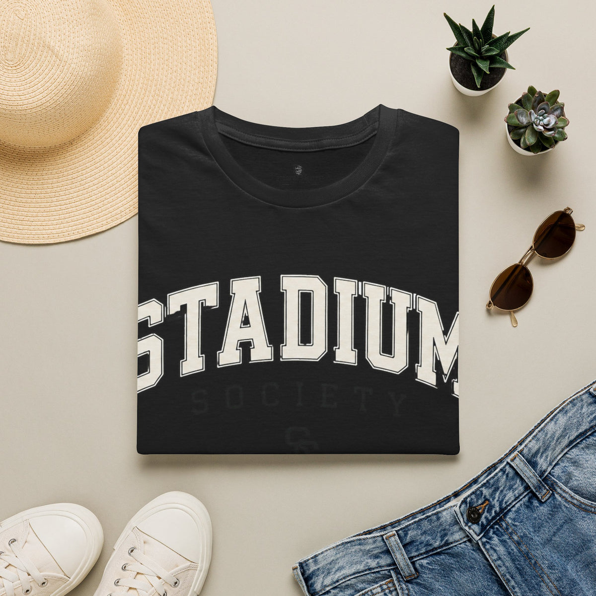 Stadium Society Collegiate Logo Tee — Classic Fit — black front