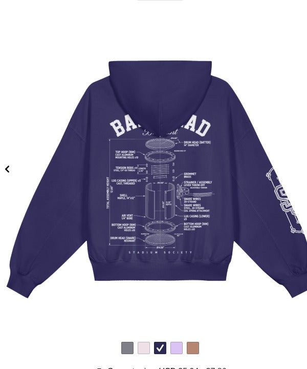 Bandhead Blueprint Snare Snap Collar Hoodie