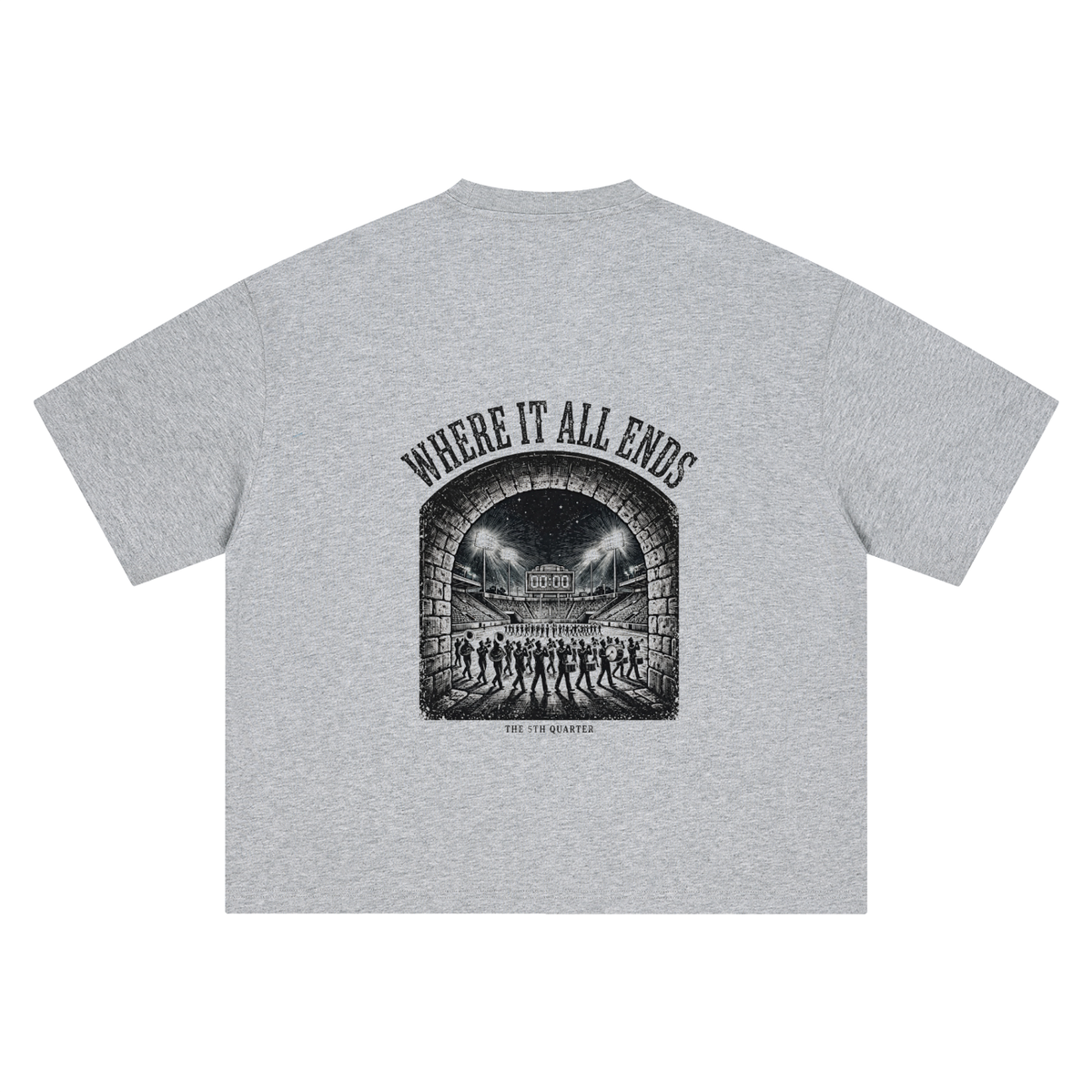 5th Quarter: Where It All Ends Heavyweight Tee — Gray — back view