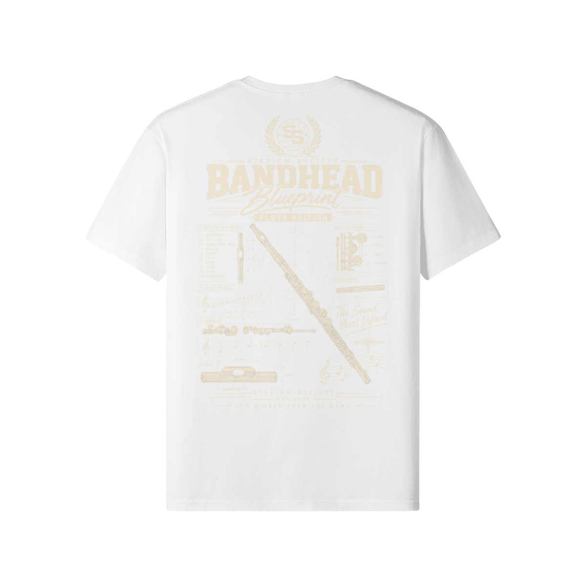 Bandhead Blueprint Flute Edition Tee — back view