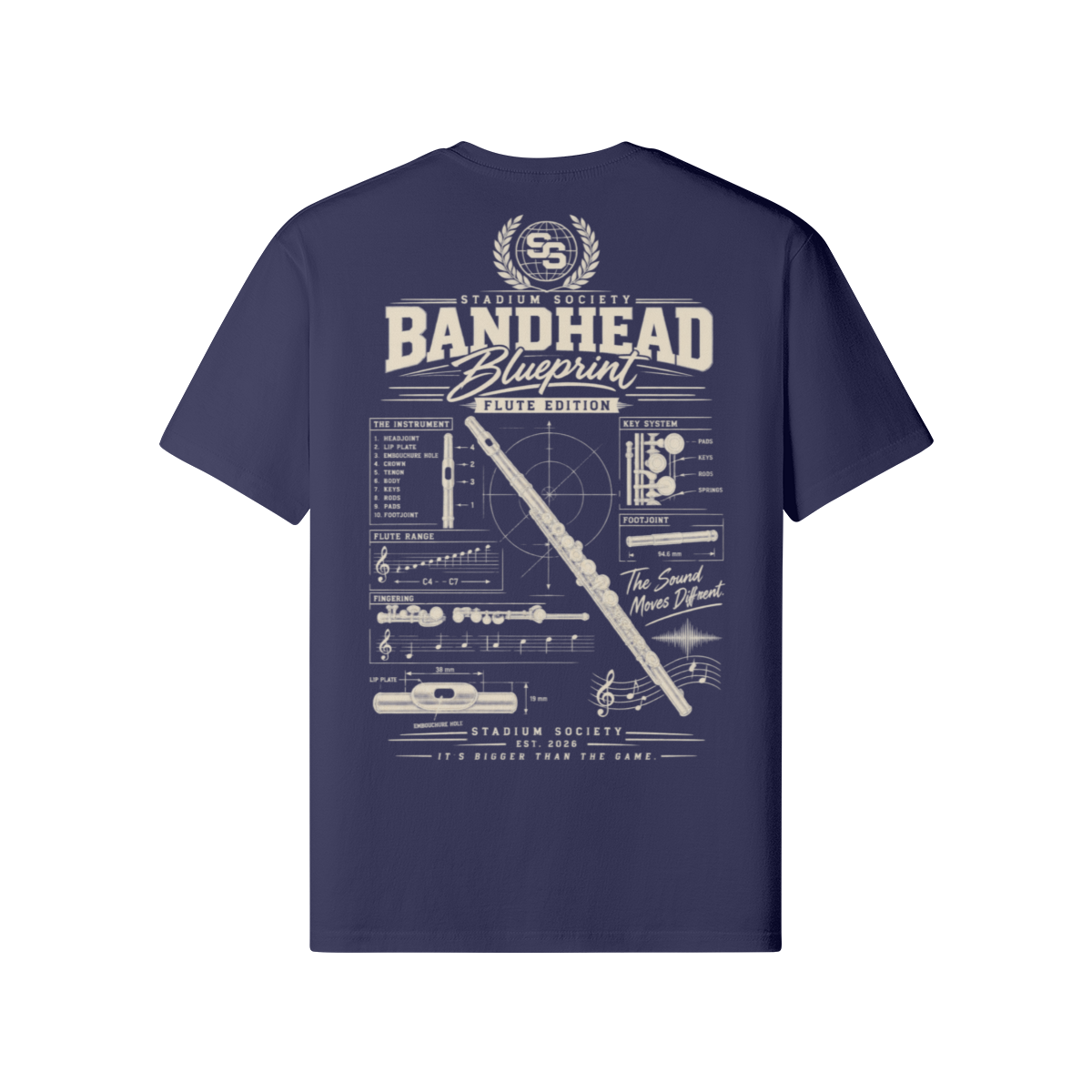 Bandhead Blueprint Flute Edition Tee — back view