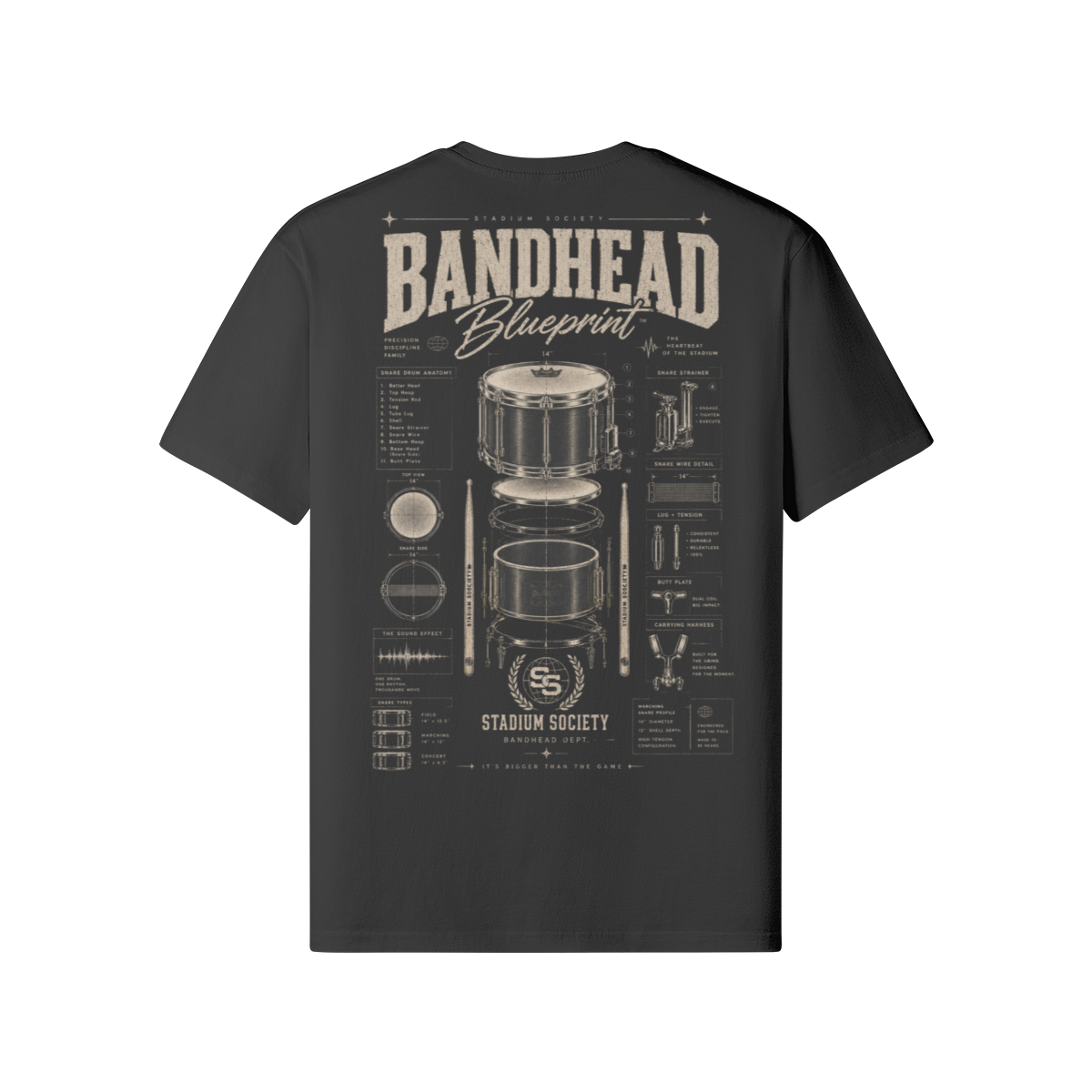 Bandhead Blueprint Snare Edition Tee — black back