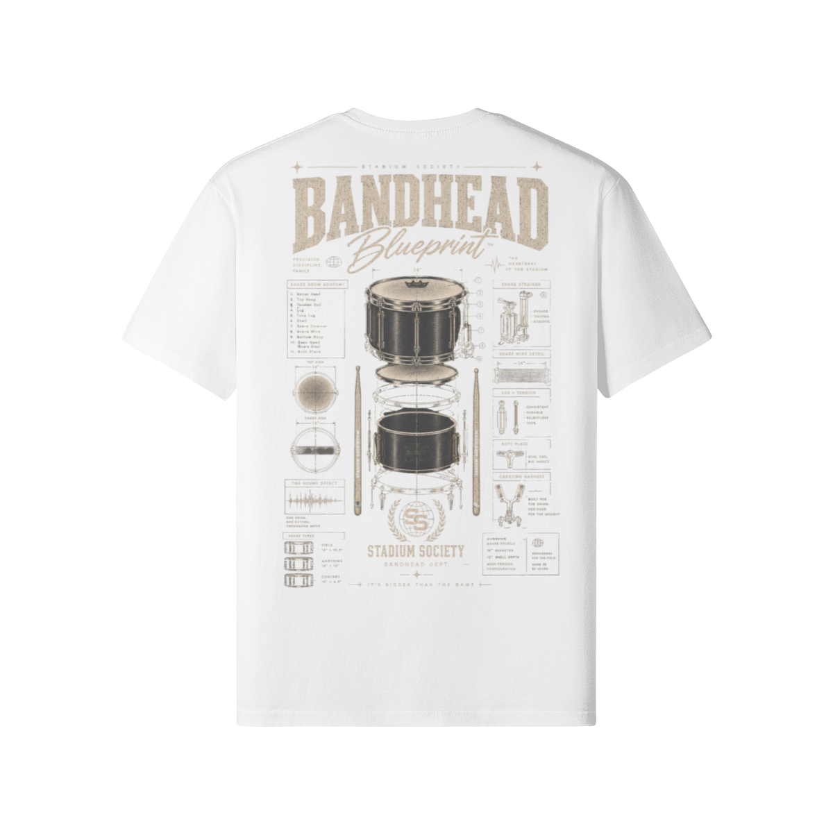 Bandhead Blueprint Snare Edition Tee — white back