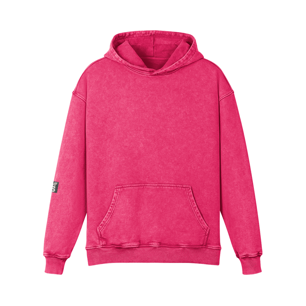 Stadium Society Varsity Hoodie — Signature Sleeve Edition — front view (Dark Pink)