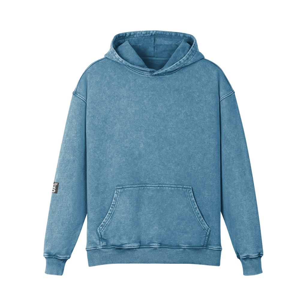 Stadium Society Varsity Hoodie — Signature Sleeve Edition — front view (Shadow Blue)