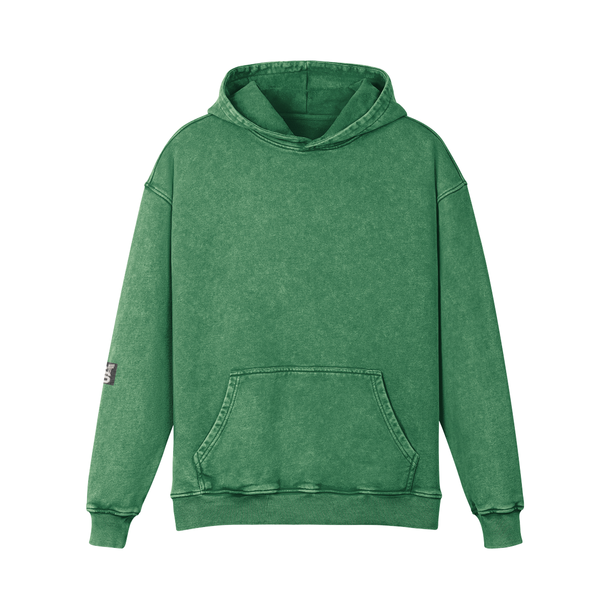 Stadium Society Varsity Hoodie — Signature Sleeve Edition — front view (Cactus Green)
