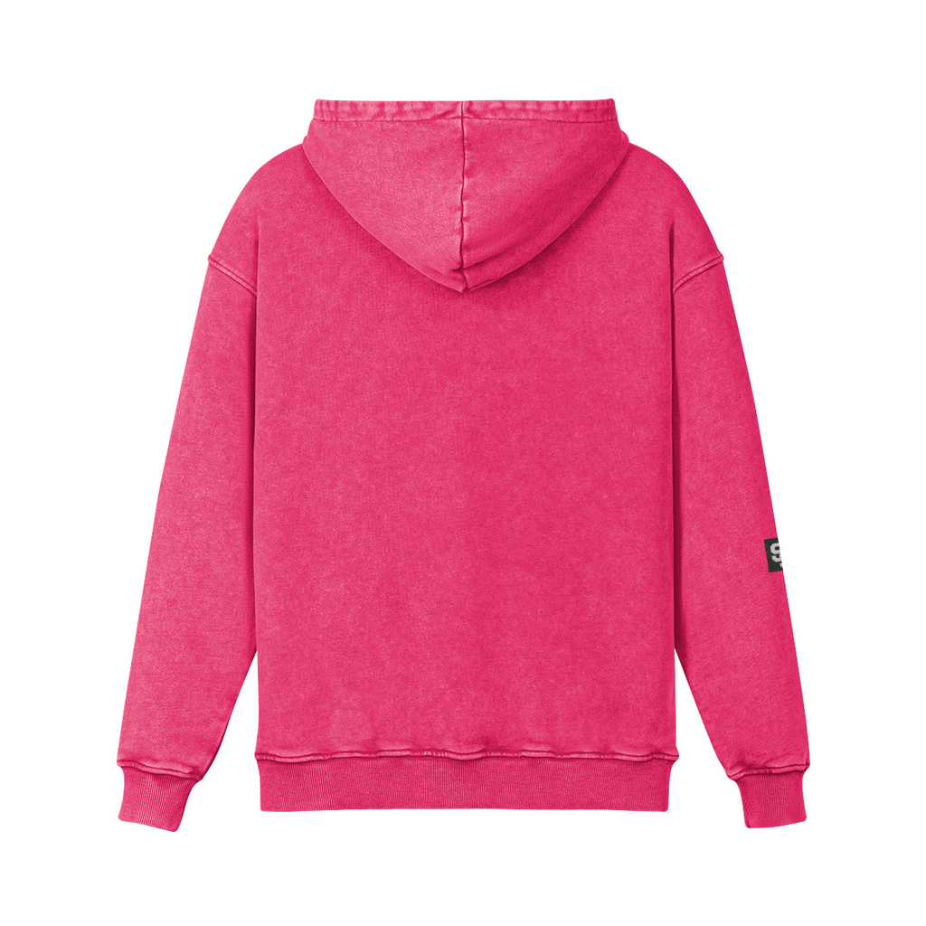 Stadium Society Varsity Hoodie — Signature Sleeve Edition — back view (Dark Pink)