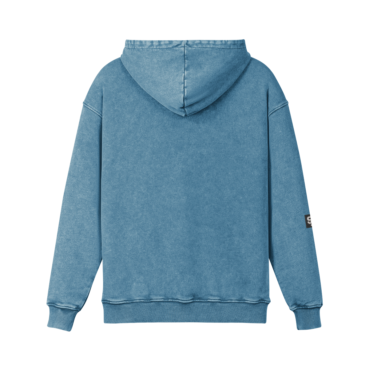 Stadium Society Varsity Hoodie — Signature Sleeve Edition — back view (Shadow Blue)