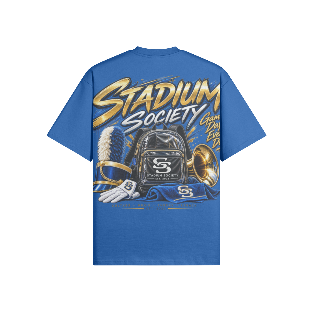 Game Day Legacy Boxy Tee — Cerulean Blue back