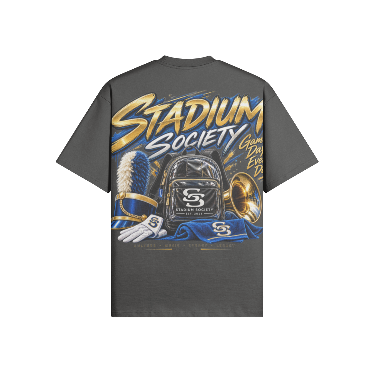 Game Day Legacy Boxy Tee — Carbon Gray back