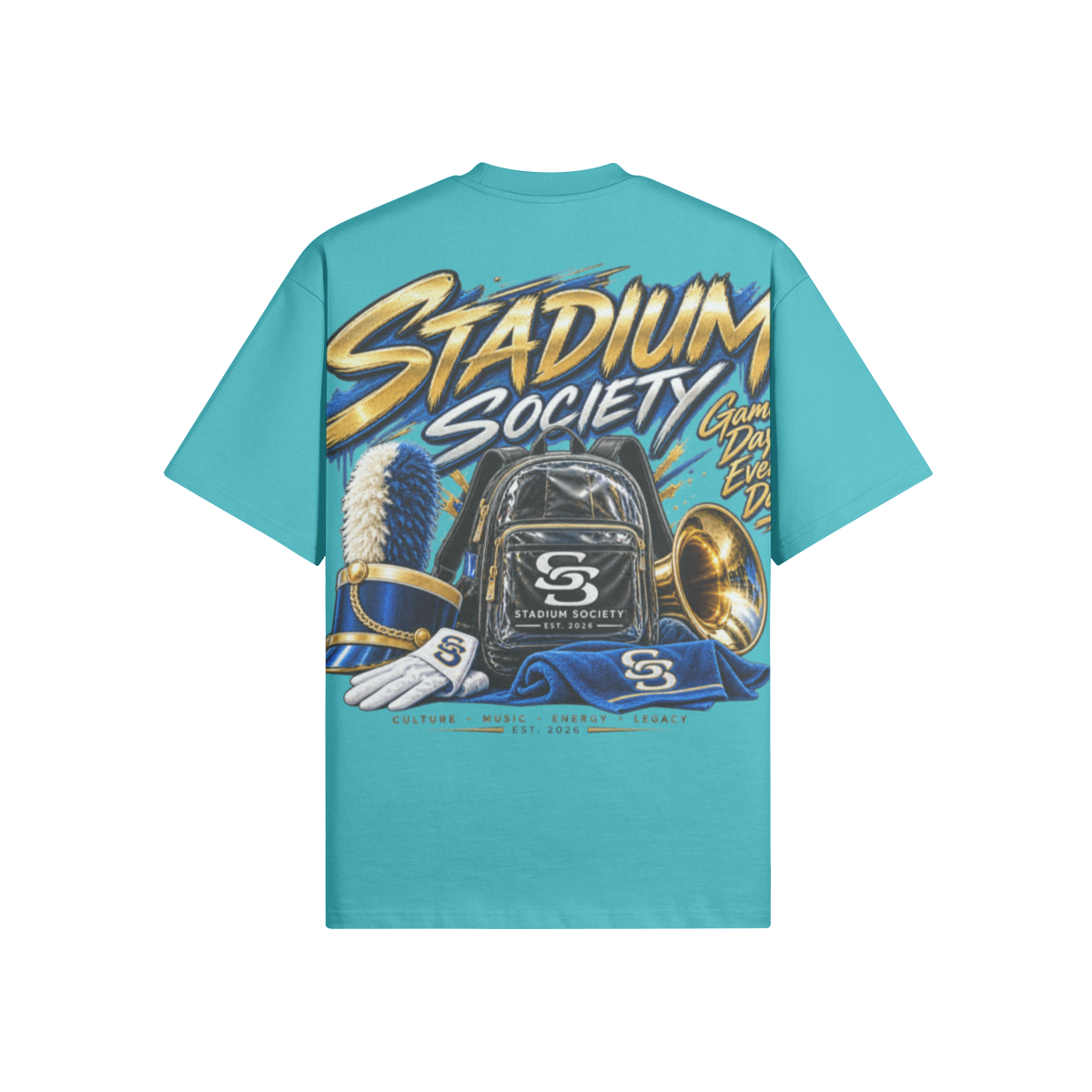 Game Day Legacy Boxy Tee — Aqua Blue back