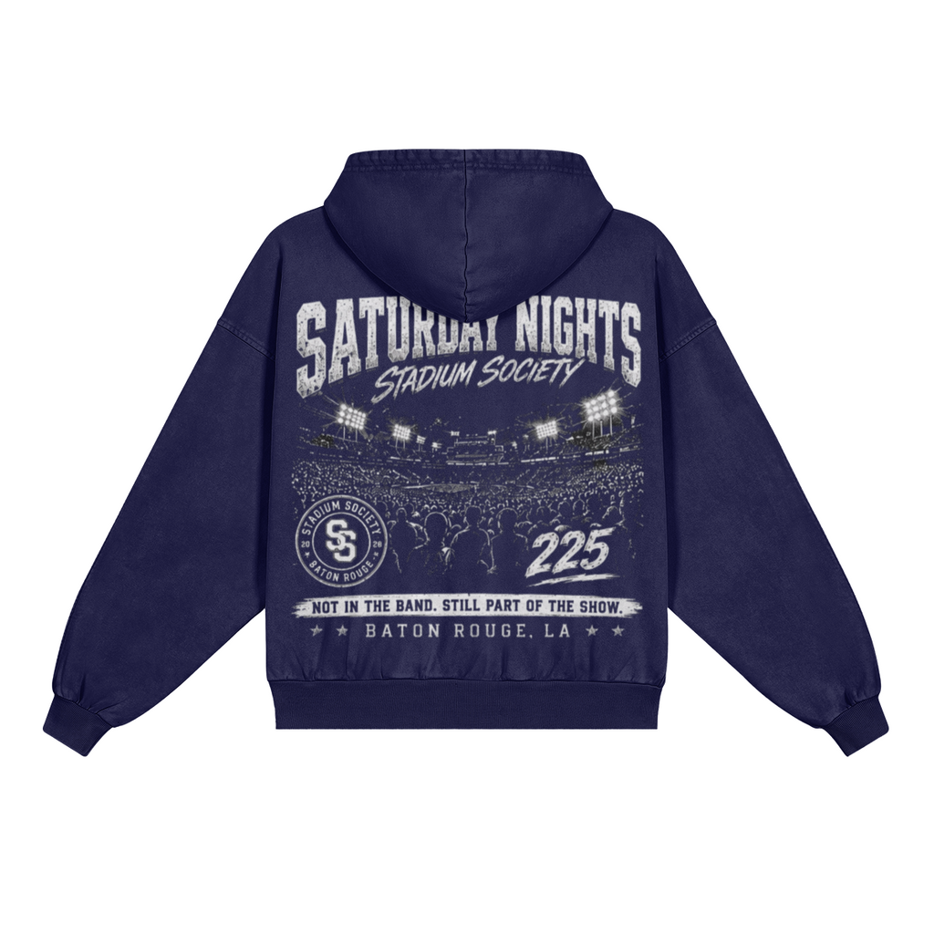 Saturday Nights Heavyweight Hoodie — navy back