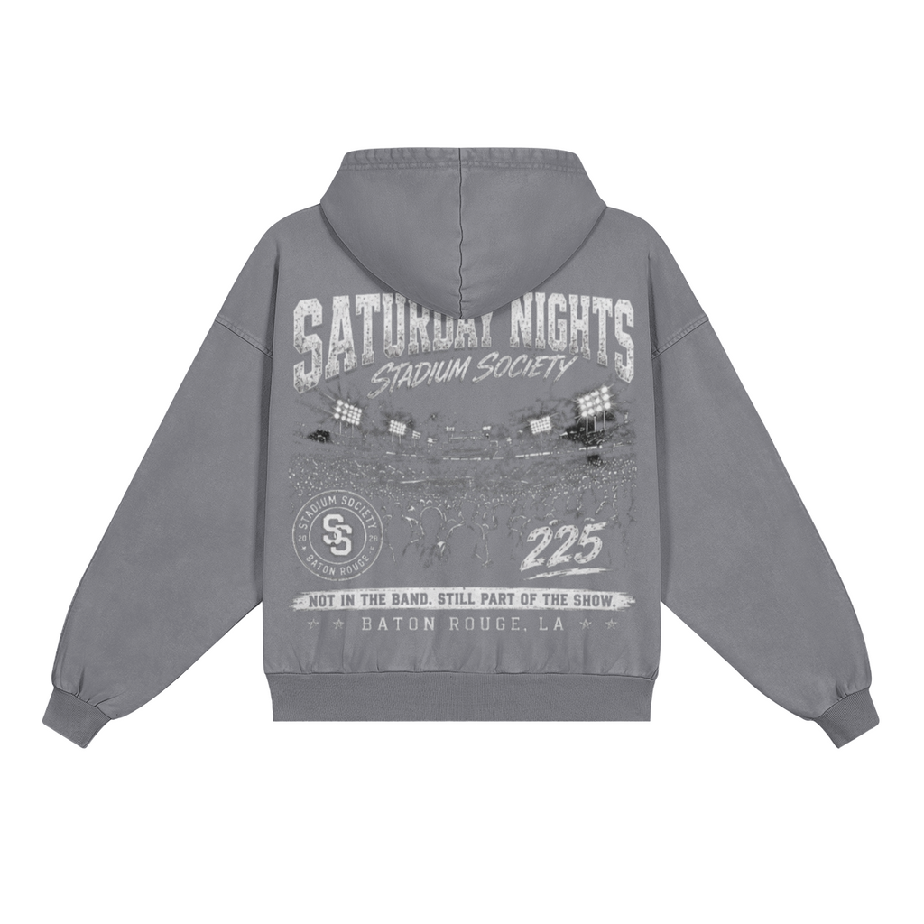 Saturday Nights Heavyweight Hoodie — gray back