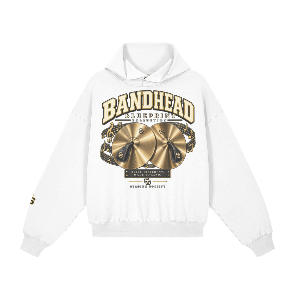 Bandhead Blueprint Cymbal Heavyweight Hoodie — white front