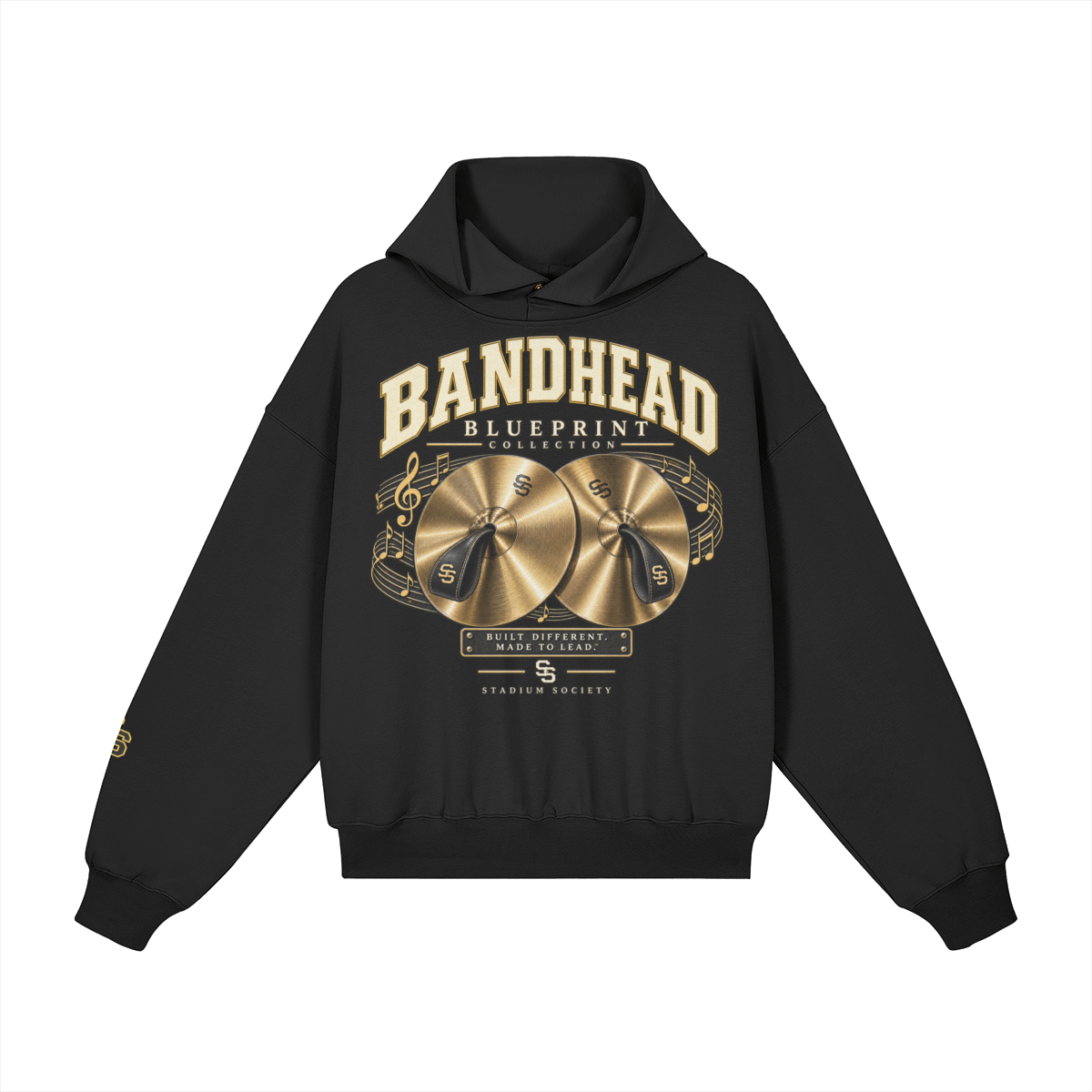 Bandhead Blueprint Cymbal Heavyweight Hoodie — black front