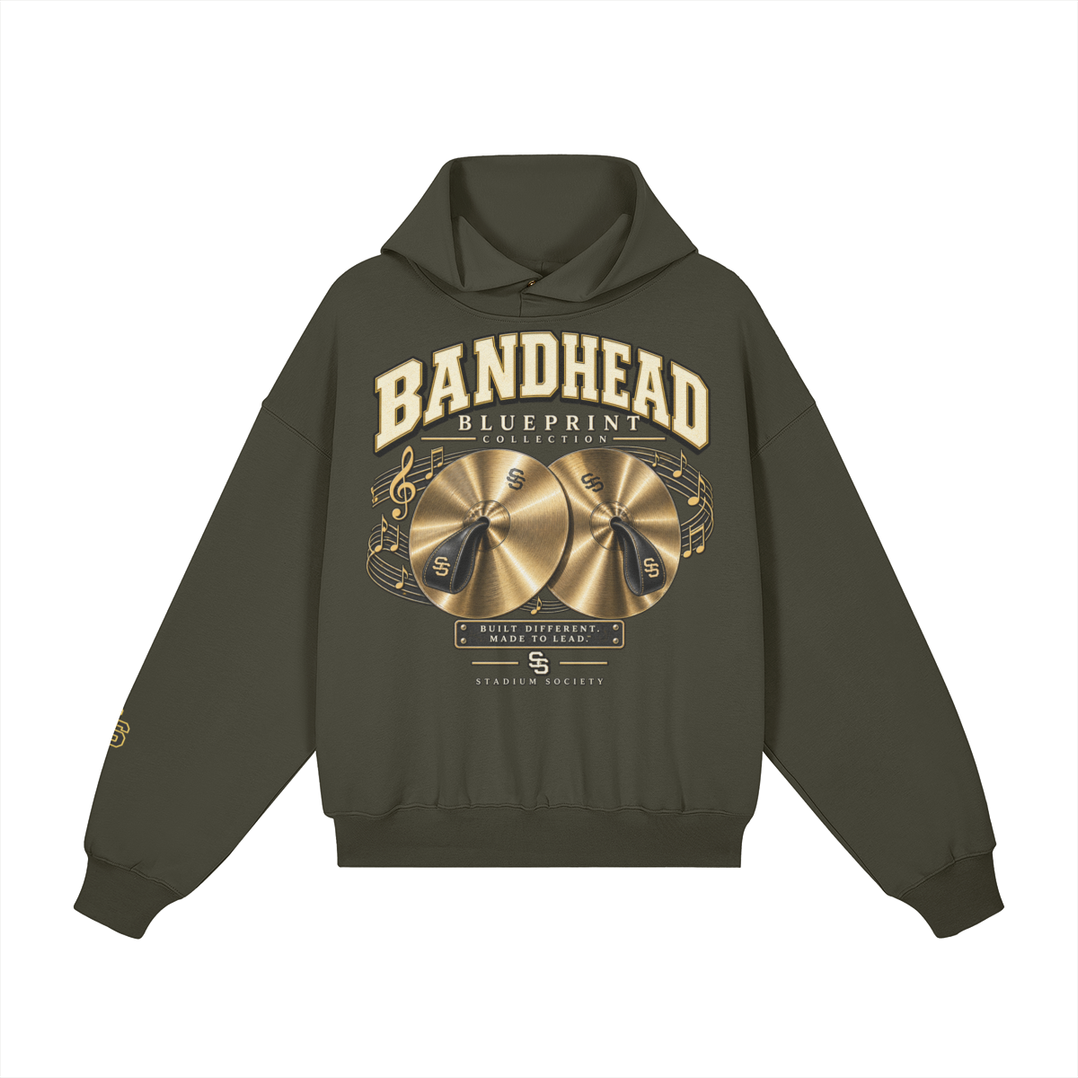 Bandhead Blueprint Cymbal Heavyweight Hoodie — charcoal gray front