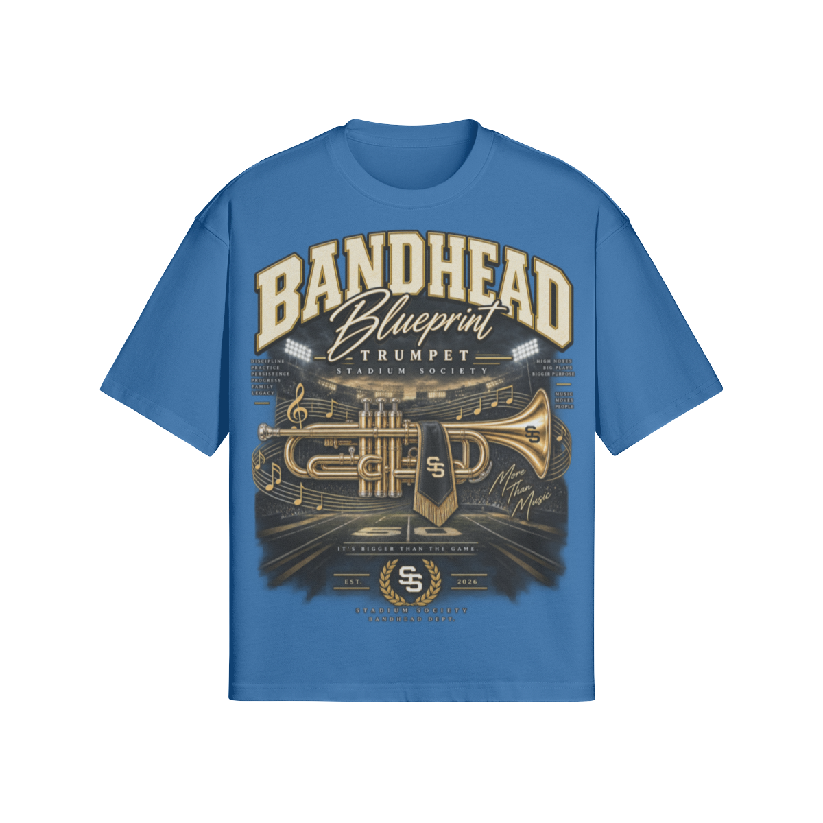 Bandhead Blueprint Trumpet Heavyweight Tee — front view