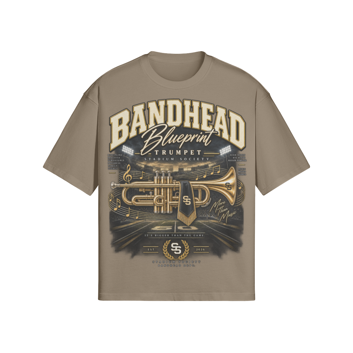 Bandhead Blueprint Trumpet Heavyweight Tee — front view