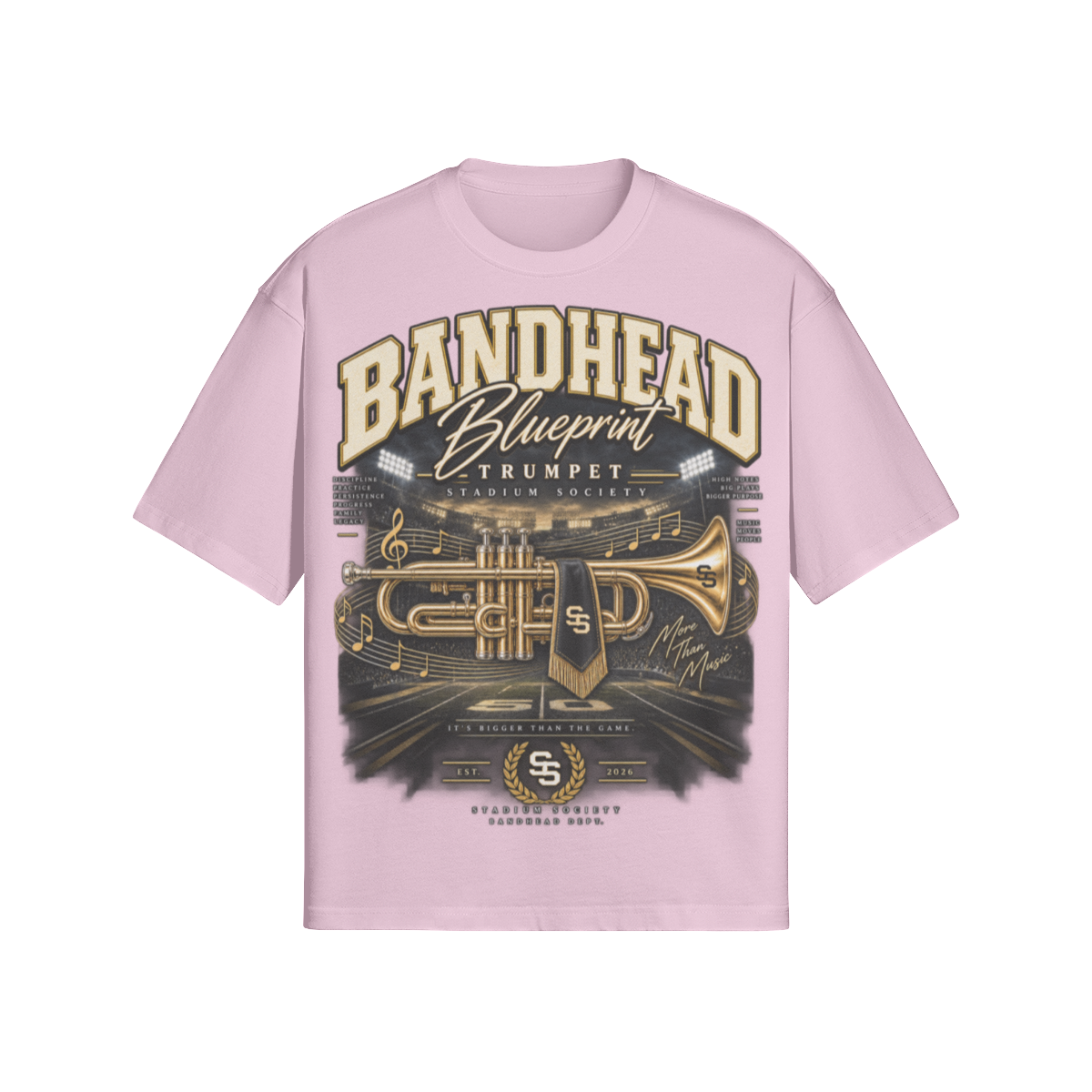 Bandhead Blueprint Trumpet Heavyweight Tee — front view