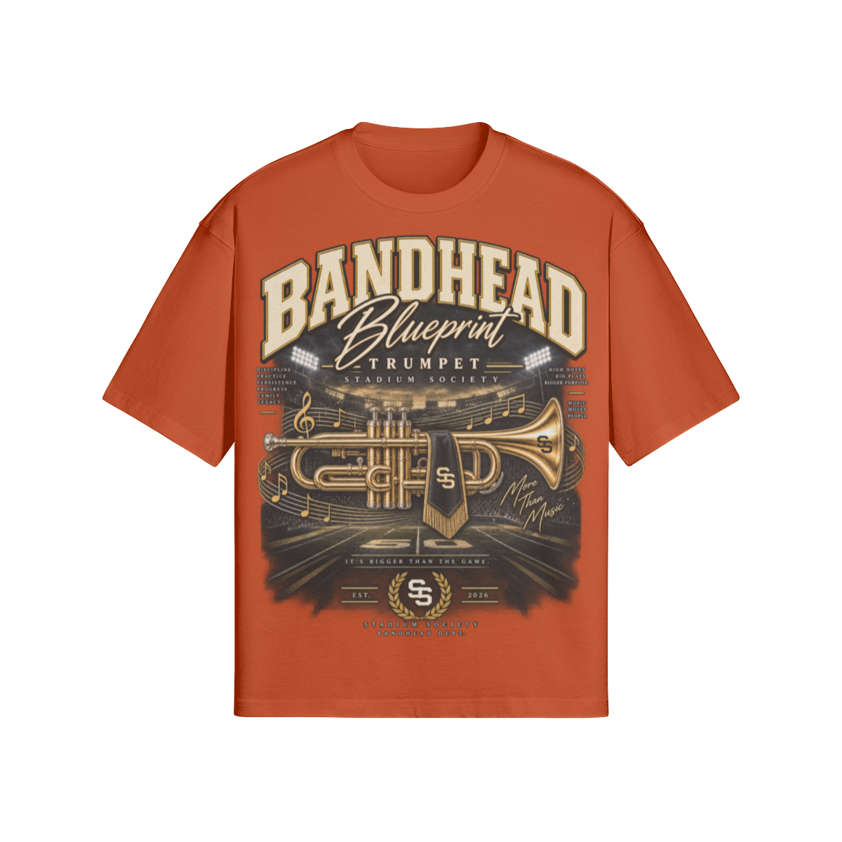 Bandhead Blueprint Trumpet Heavyweight Tee — front view