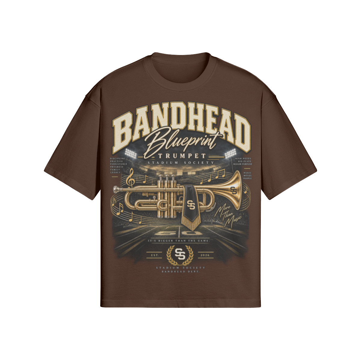 Bandhead Blueprint Trumpet Heavyweight Tee — front view