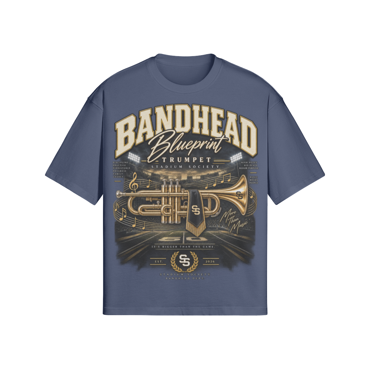 Bandhead Blueprint Trumpet Heavyweight Tee — front view
