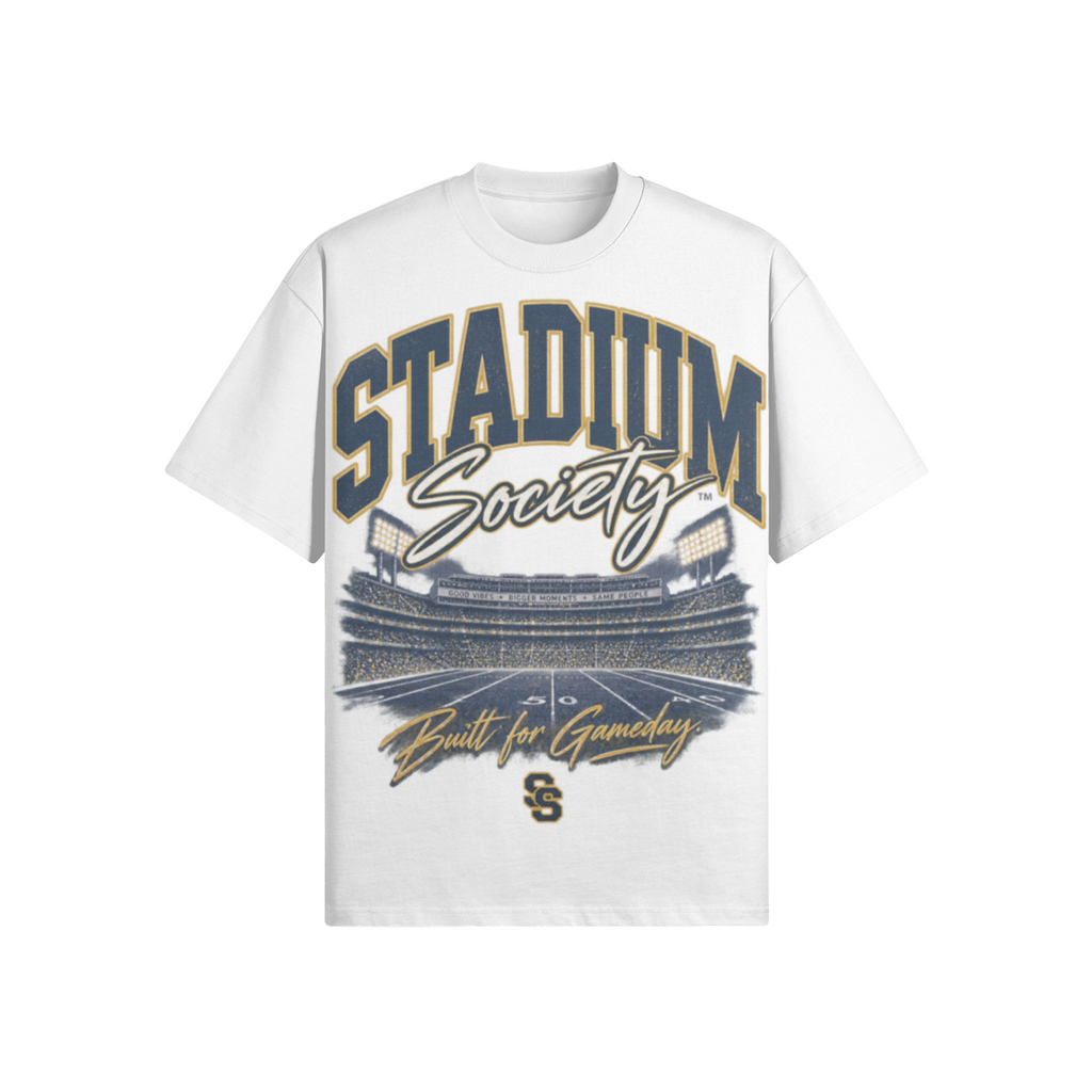 Same People. Different Stadiums. 425 GSM Oversized Tee — white front