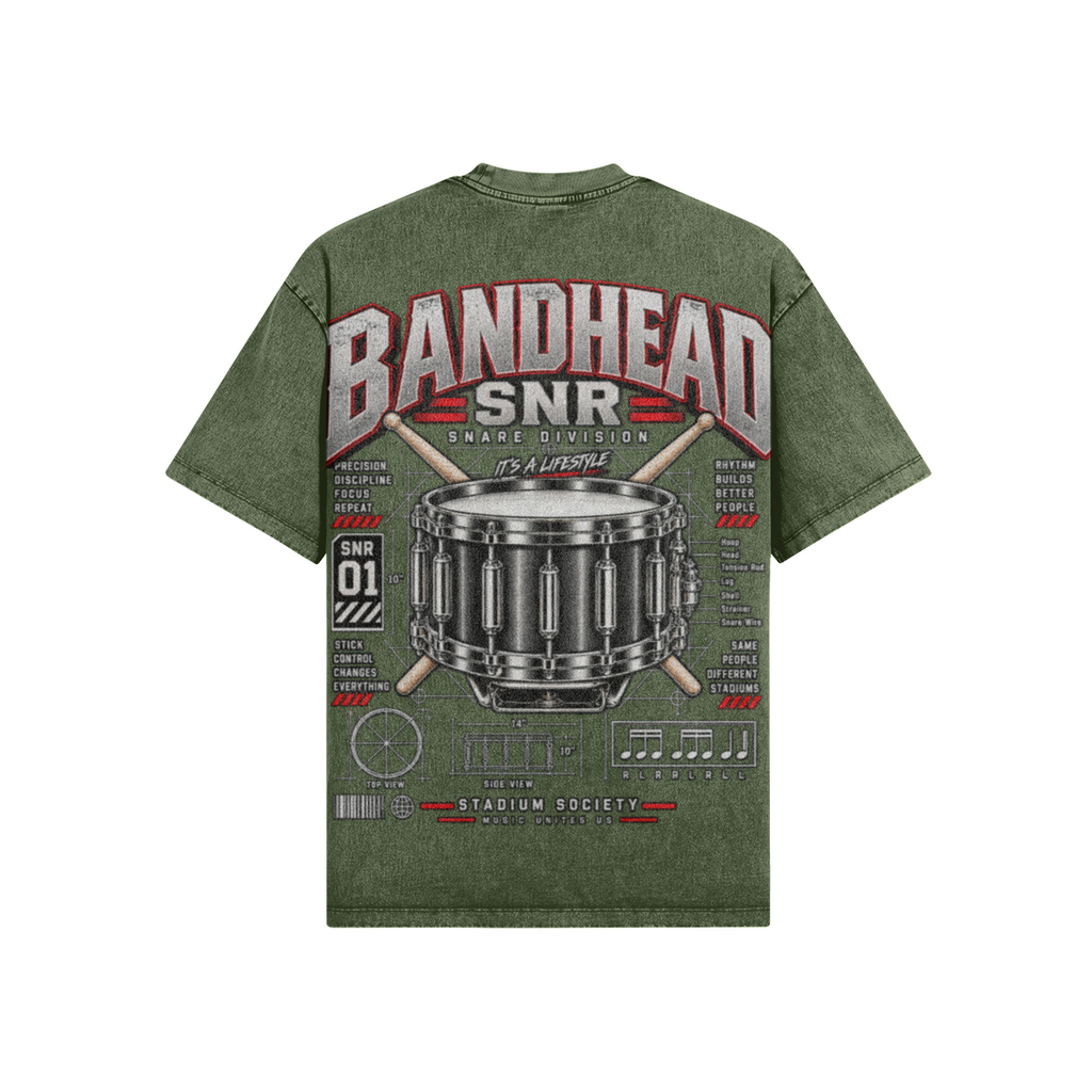 Bandhead Snare Division Tee — Rifle Green back