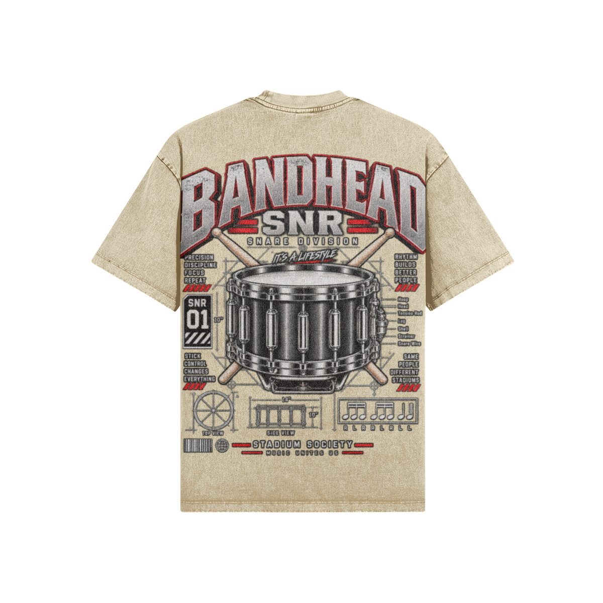 Bandhead Snare Division Tee — Khaki back