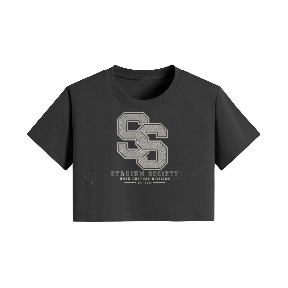 Stadium Society SS Badge Women's Crop Top — Black — front