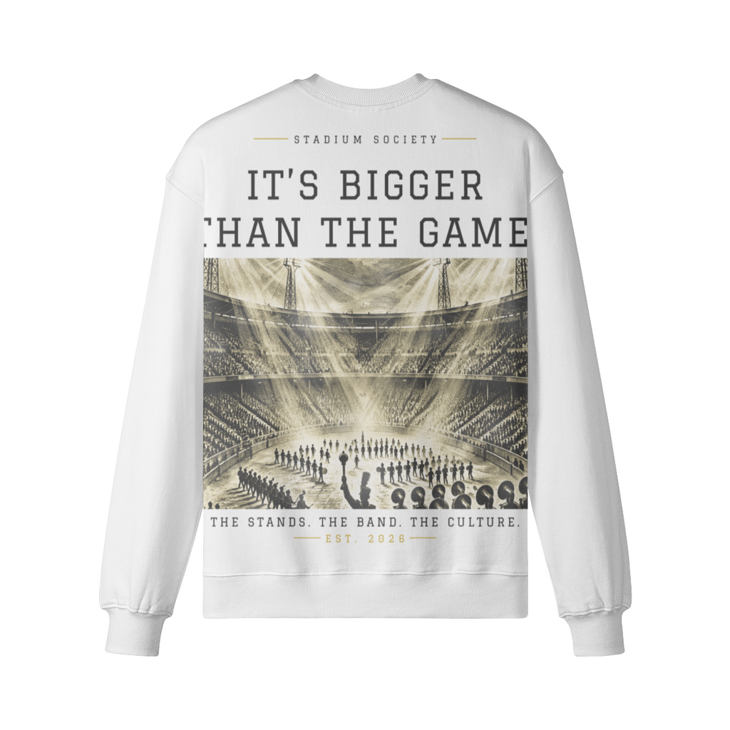 Stadium Society Script Heavyweight Crewneck — White — back view