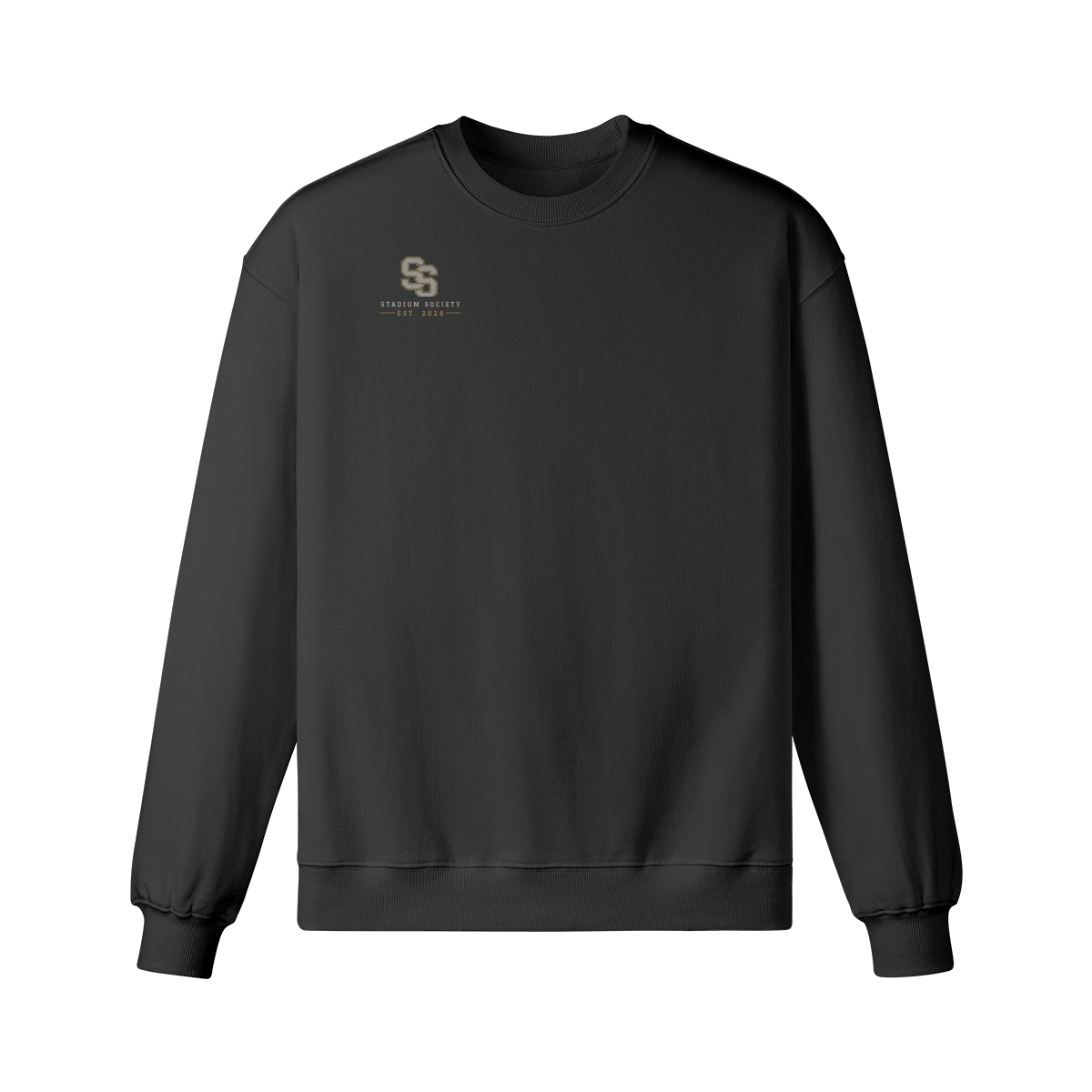Stadium Society Script Heavyweight Crewneck — Black — front