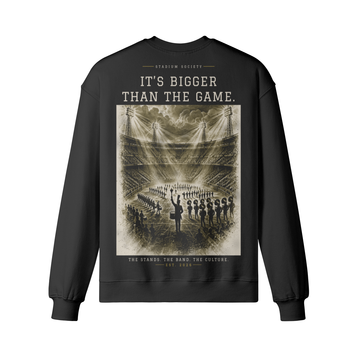 Stadium Society Script Heavyweight Crewneck — Black — back