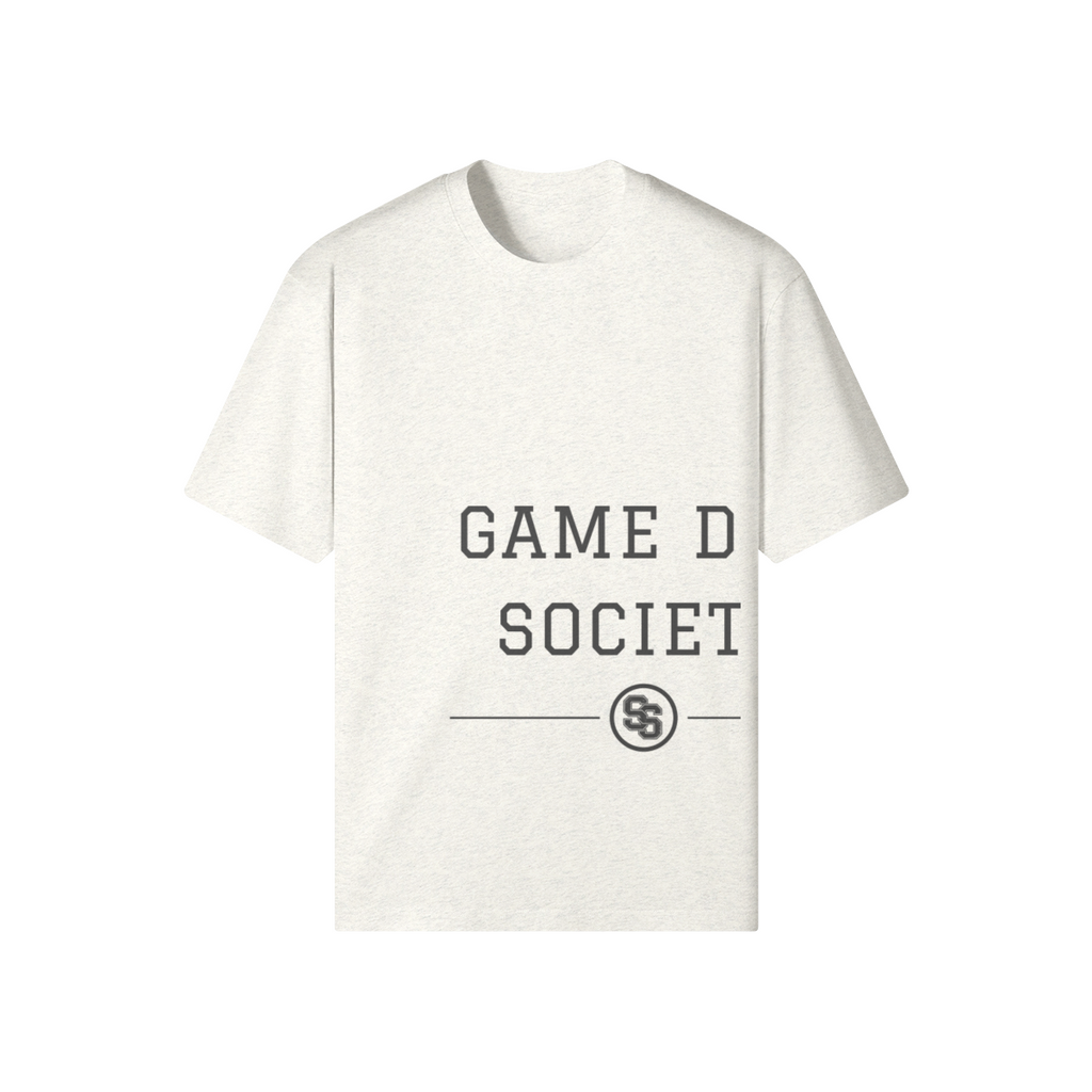 Game Day Society Medallion Heavyweight Tee — Pale Oak — light heather gray front