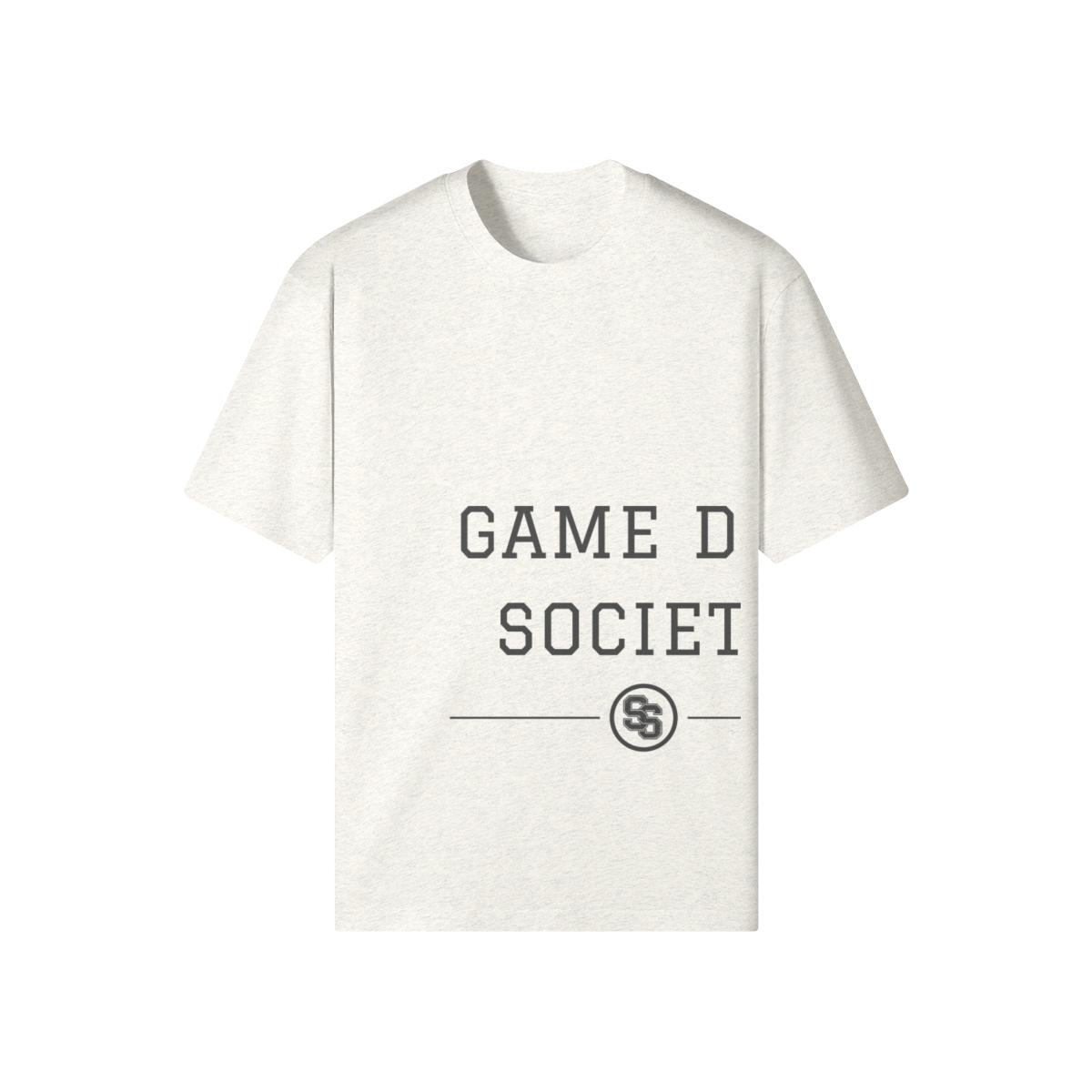 Game Day Society Medallion Heavyweight Tee — Pale Oak — light heather gray front