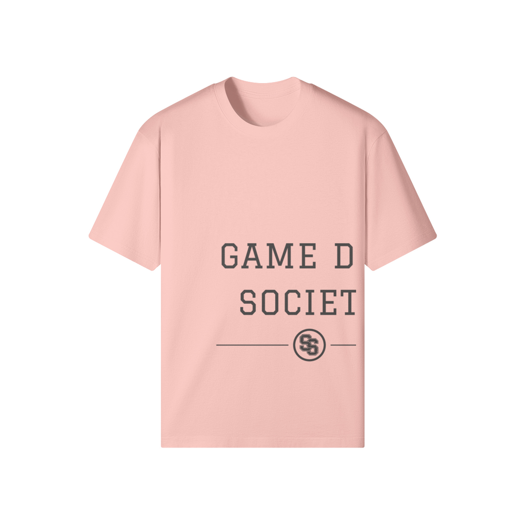 Game Day Society Medallion Heavyweight Tee — Pale Oak — light pink front