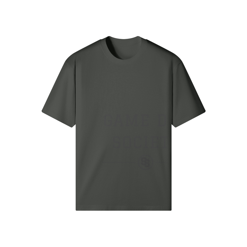 Game Day Society Medallion Heavyweight Tee — Pale Oak — carbon gray front