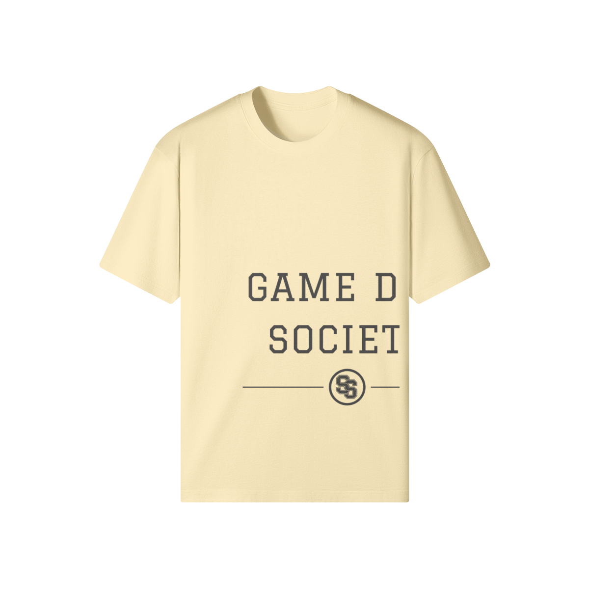 Game Day Society Medallion Heavyweight Tee — Pale Oak — apricot front, alternate mockup